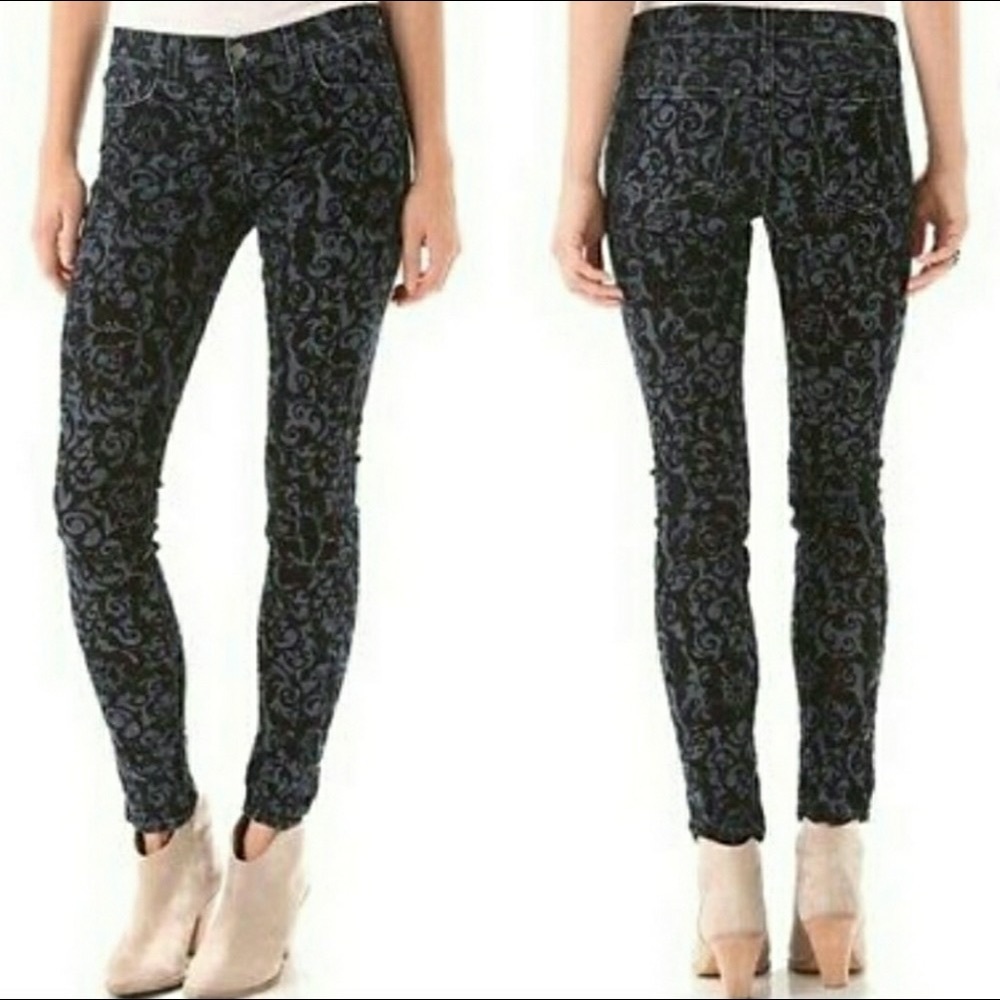 J Brand Skinny Leg Black Brocad Jean - Picture 10 of 10